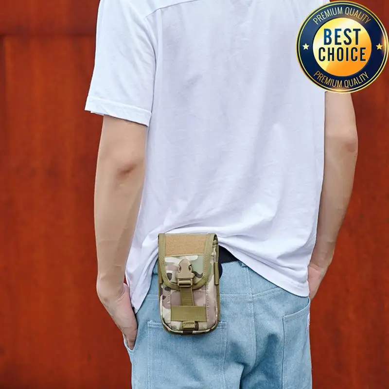 Bolsa táctica de camuflaje 1000D para correr, bolsa deportiva para teléfono, bolsillo en la cintura, accesorio Molle de doble capa, paquete de billetera para banco de energía - imagen 4