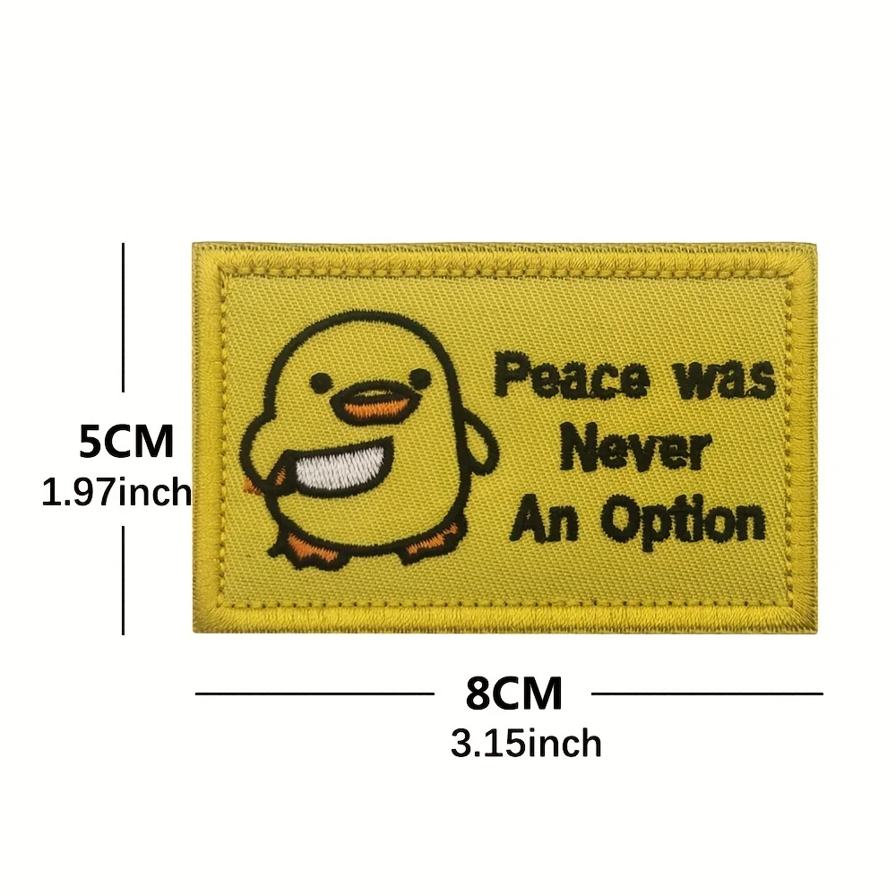 Pato divertido con cuchillo, parche de Velcros, paz, nunca una opción, lindo meme para chaqueta táctica Molle, pantalones vaqueros, manualidades DIY, 1 ud. - imagen 5