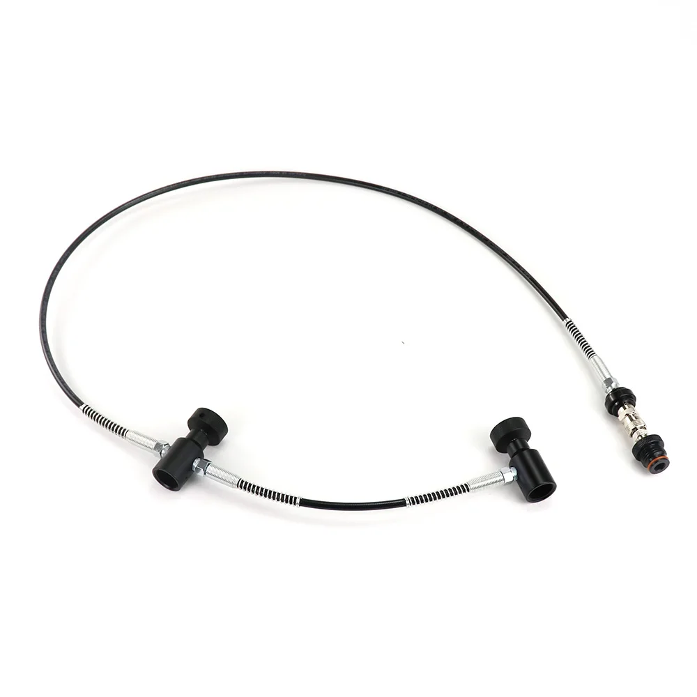 Manguera recta de línea remota de doble tanque, cilindro de Paintball de ajuste con verificación deslizante, desconexión rápida, 37 pulgadas + 10 pulgadas - imagen 3