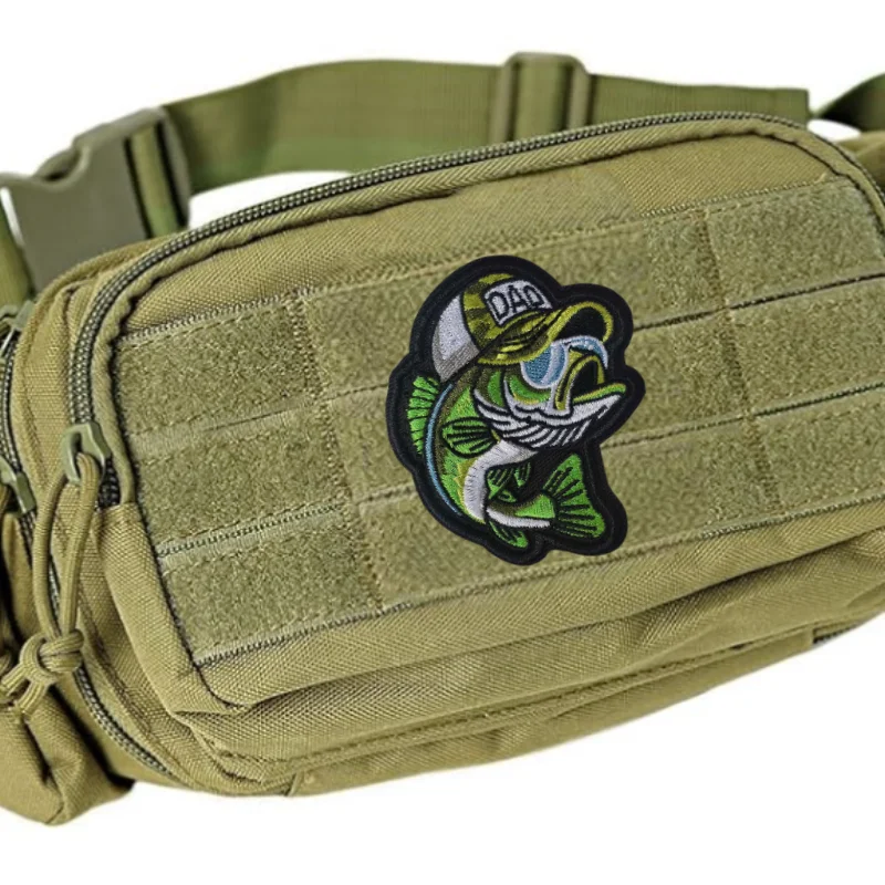 Dad Bass Fish parche táctico bordado con velcro gancho y bucle - imagen 5