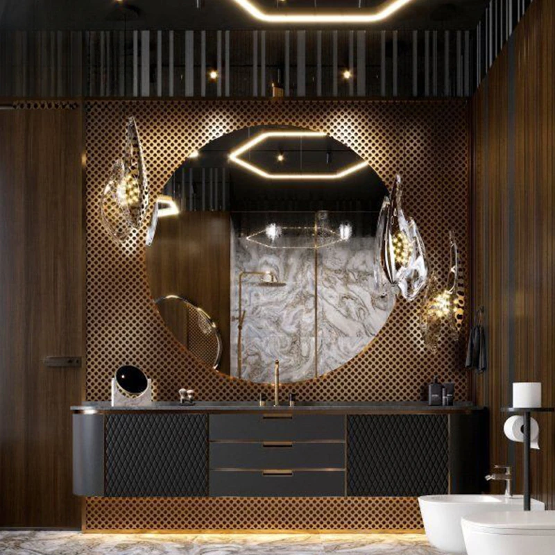 Armario de baño de losa de roca, combinación de lavabo de piscina, colgante de pared de lujo - imagen 3