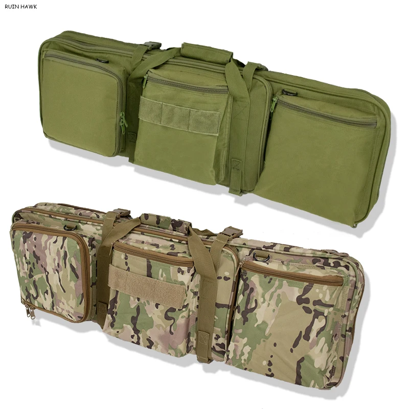 Bolsa de caza al aire libre para pistola, bolsa táctica para pistola, mochila, bolsa de transporte cuadrada para Rifle doble pesado con correa para el hombro, caza M4 Airsoft