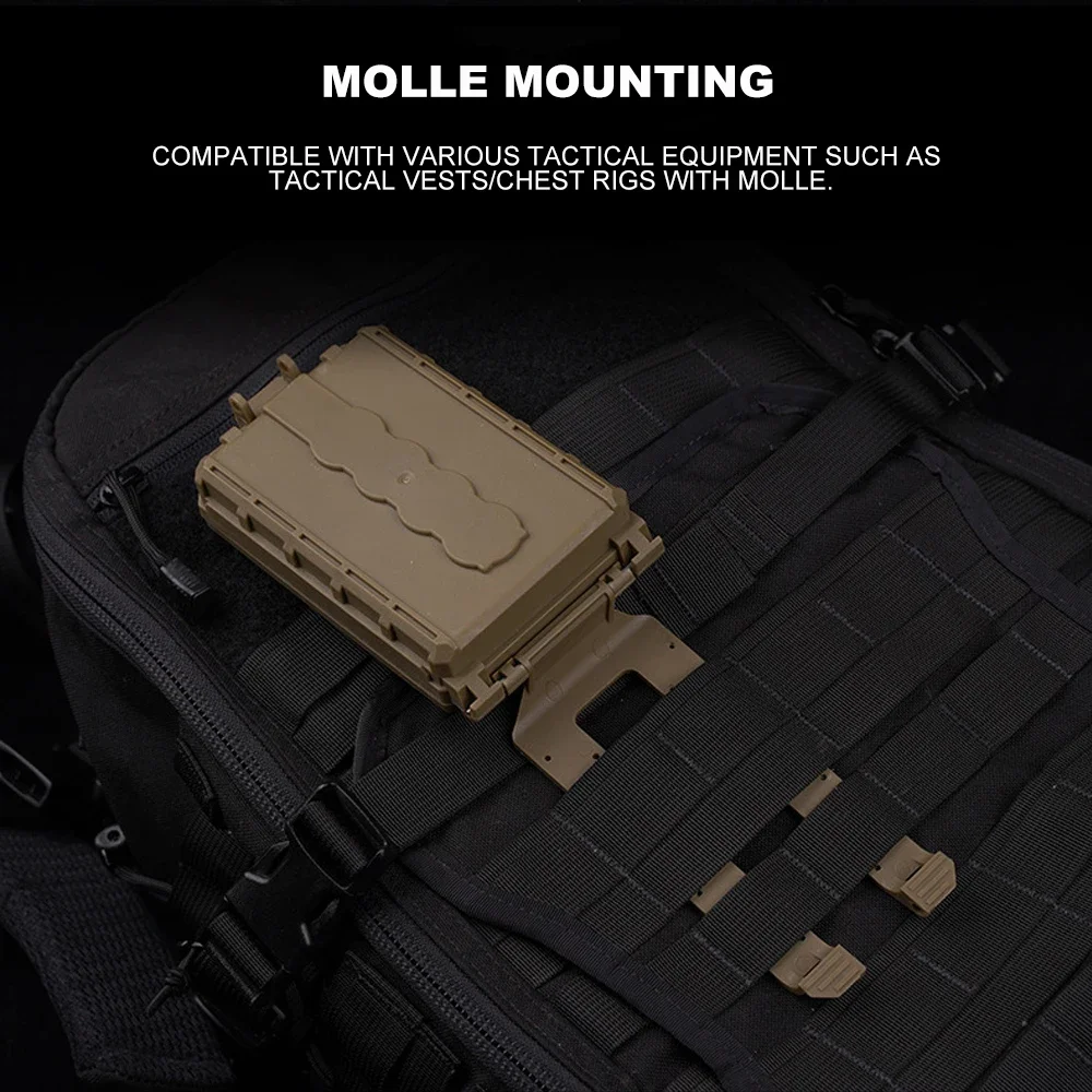 Caja de almacenamiento de batería táctica Modular Molle chaleco de caza llevar 18650/AAA/CR123A/18350 funda cartuchera Accesorios - imagen 4