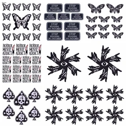 Parche bordado calavera mariposa termoadhesivo estilo táctico