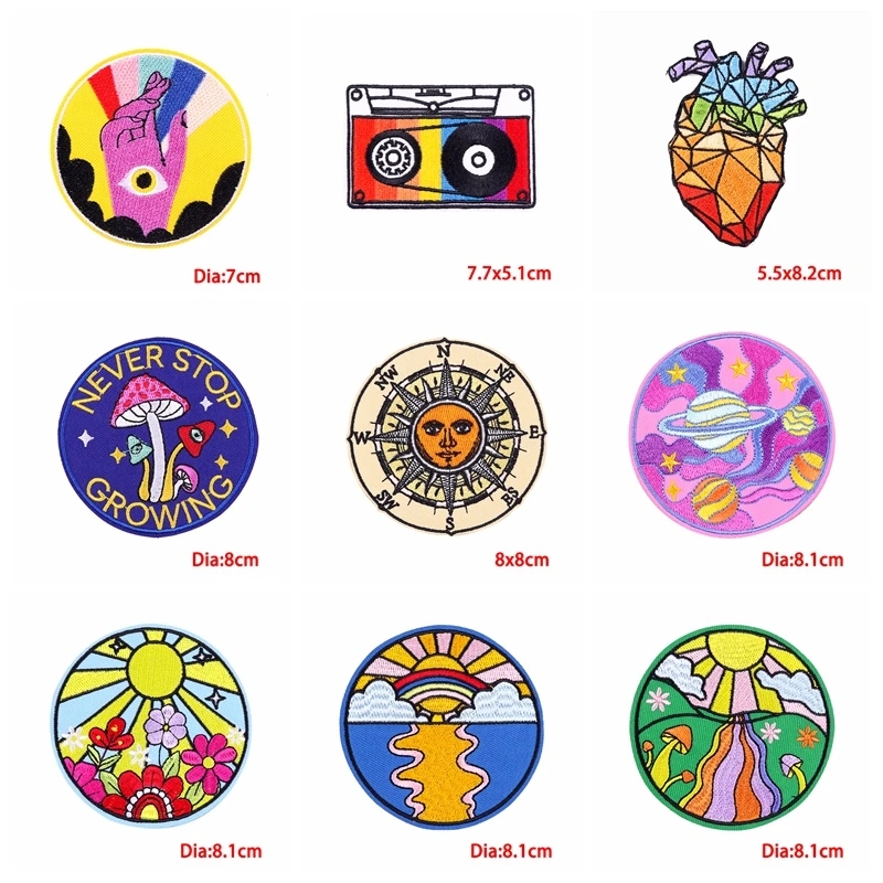 Parche bordado de dibujos animados, cinta de TV con corazón, parches para planchar, parches de letras para ropa, chaquetas, pegatinas de costura, 10 unids/lote - imagen 5