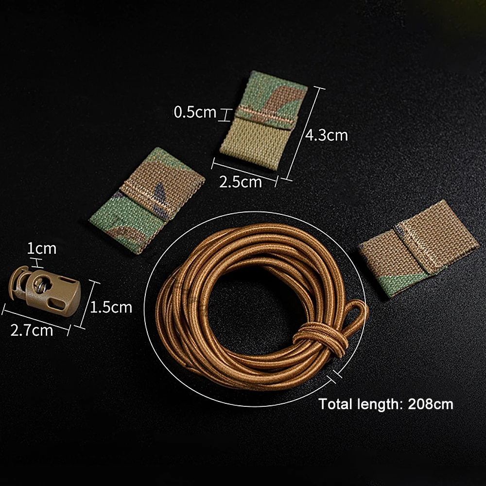 Kit de cordón elástico con bandera táctica, bandas de retención, fijación segura, accesorio de cinturón, correa impactante ajustable, almacenamiento de tiras de chaleco MOLLE - imagen 2