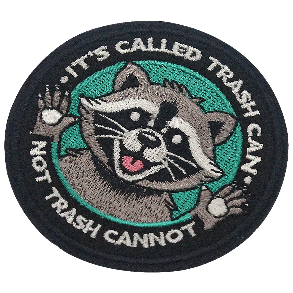 Parche bordado de mapache con cubo de basura, divertido soporte de gancho y bucle "Don't Touch My Trash" para chaleco táctico, mochila, sombrero - imagen 5