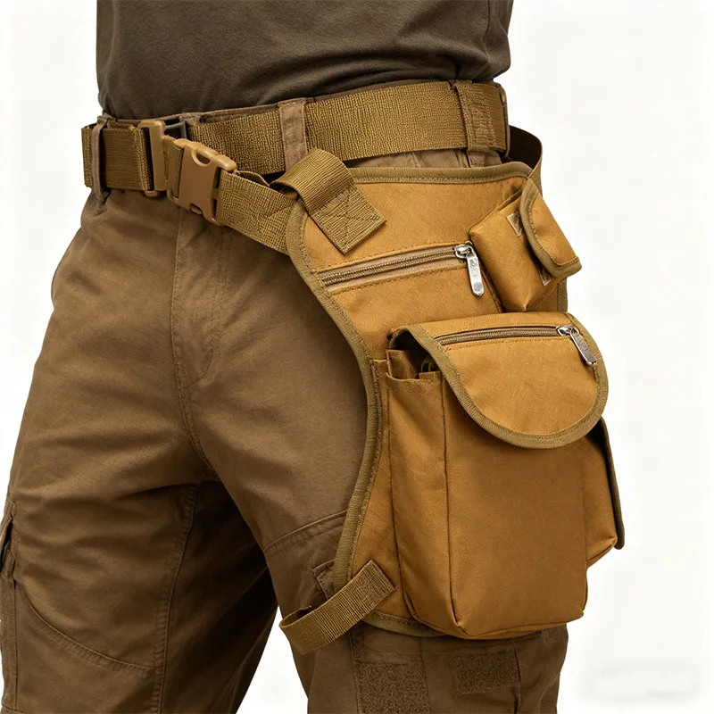 Bolso multifuncional para montañismo al aire libre para hombre, riñonera para pierna de caza táctica militar, riñonera para pierna colgante Molle