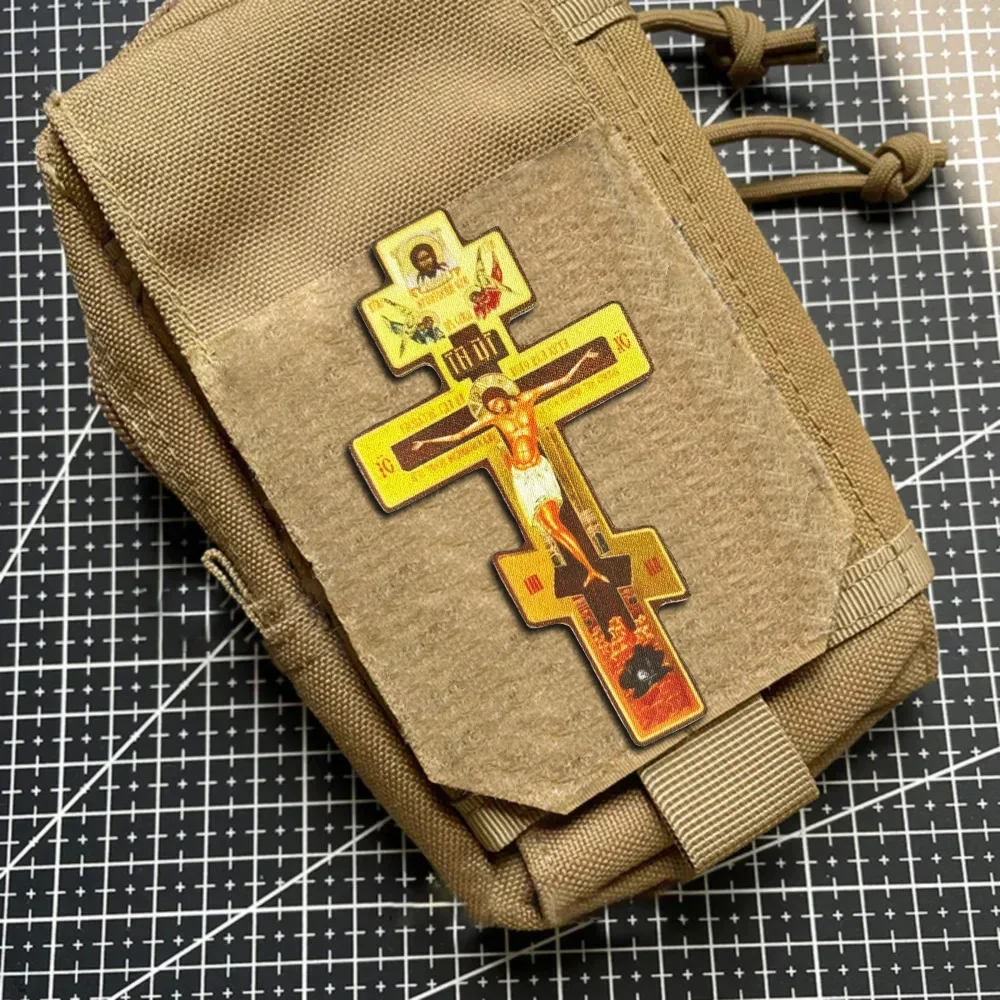 Parche táctico de moral "la crucifixión de Cristo", parches de gancho impresos del ejército militar para ropa, pegatinas para mochila - imagen 4