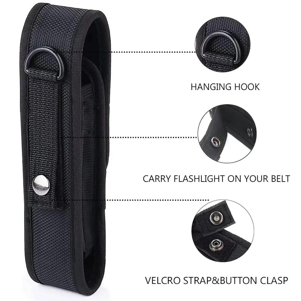 Funda táctica Molle para linterna LED, cinturón de servicio, estuche de transporte, multiherramienta para policía militar, caza y Camping - imagen 3