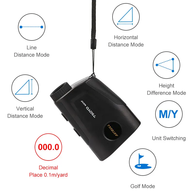 Telémetro láser recargable USB tipo C, medidor de distancia de vibración para caza, 750, 1300 yardas, telescopio de Golf, bloqueo de bandera - imagen 3