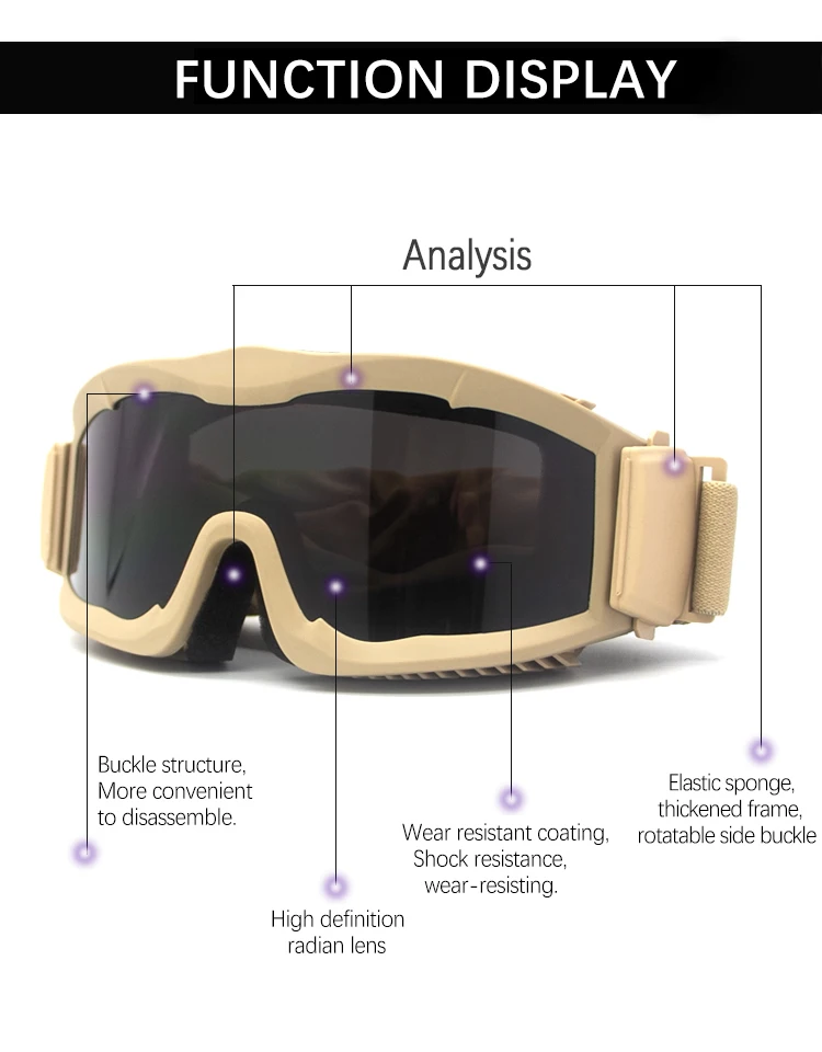 JSJM Gafas tácticas antiniebla a prueba de viento para airsoft - imagen 4