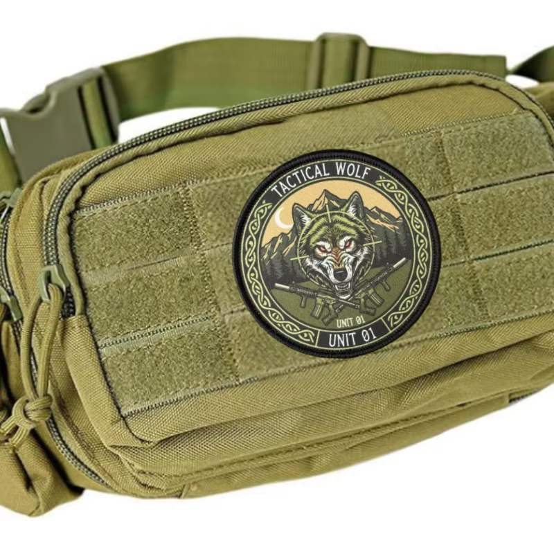 Parche moral táctico Lobo con velcro gancho y bucle para mochila