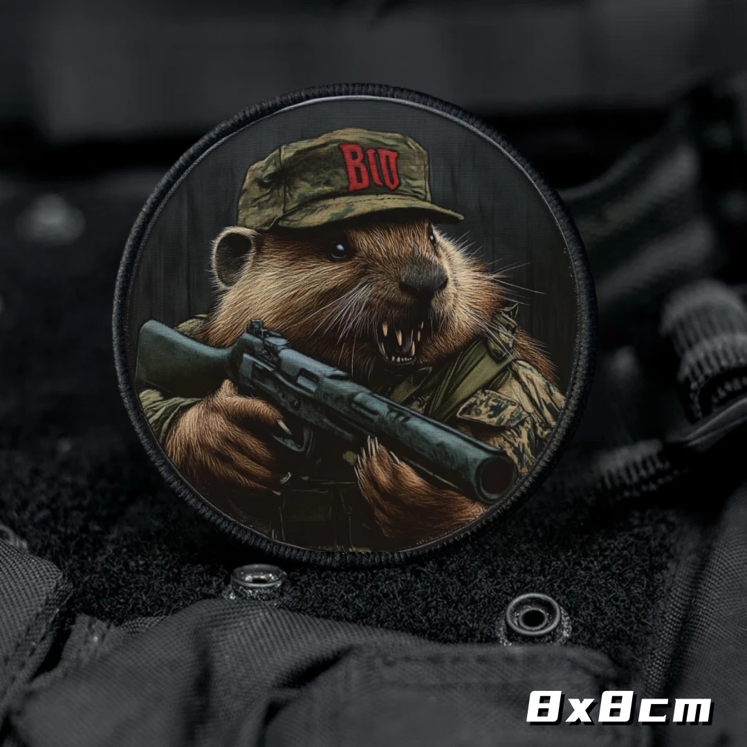 Parche táctico de castor y oso, insignia de moral impresa, gancho y bucle, brazalete militar, pegatina decorativa para mochila o ropa - imagen 4