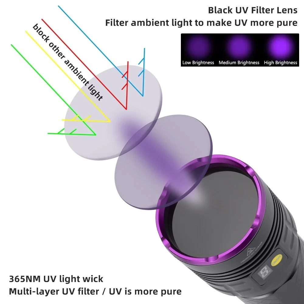 Linterna UV táctica recargable de alta potencia para detección - imagen 4