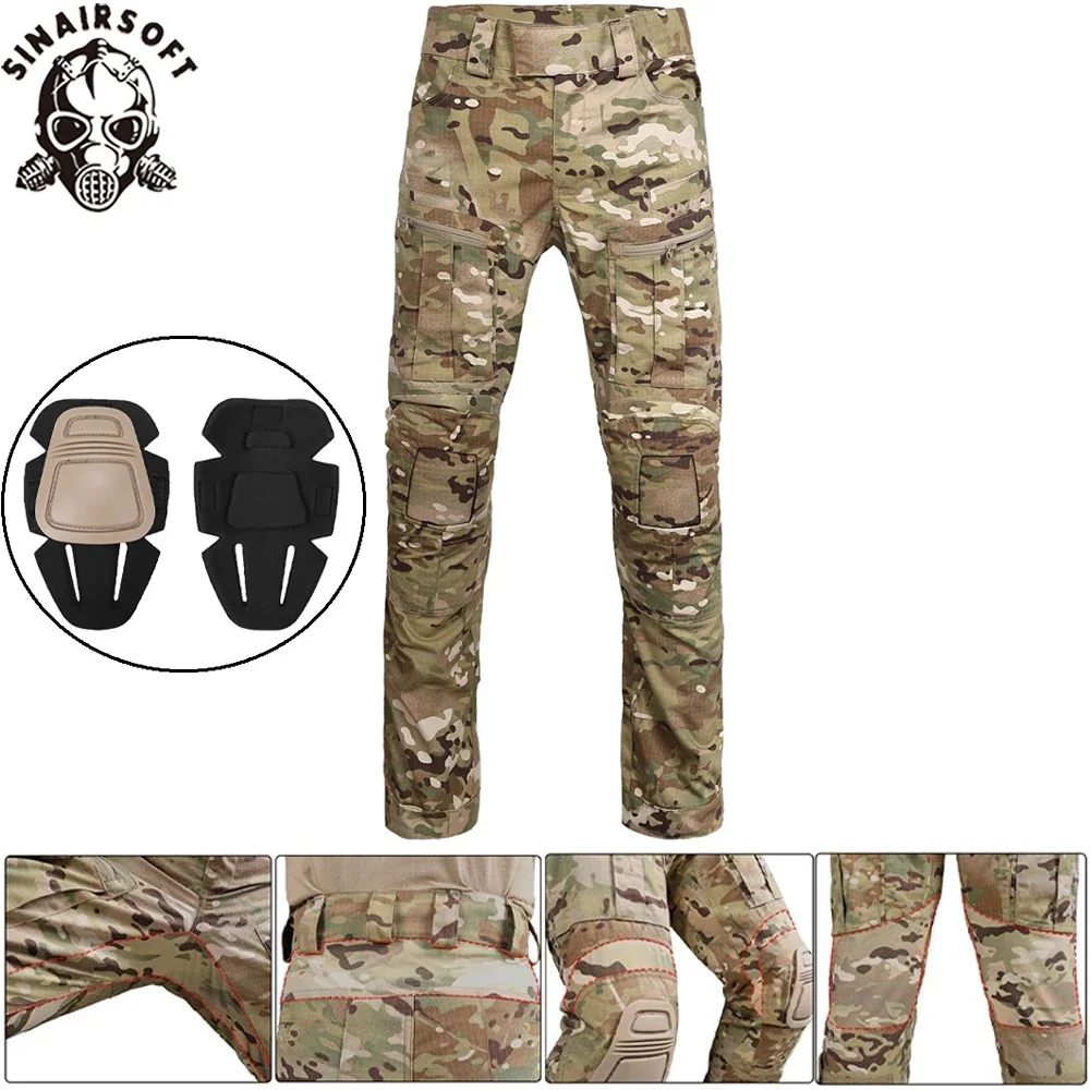 SINAIRSOFT, nuevos pantalones de combate G3 para exteriores para hombre con rodilleras, pantalones deportivos de carga tácticos, ropa de camuflaje para senderismo y caza - imagen 2