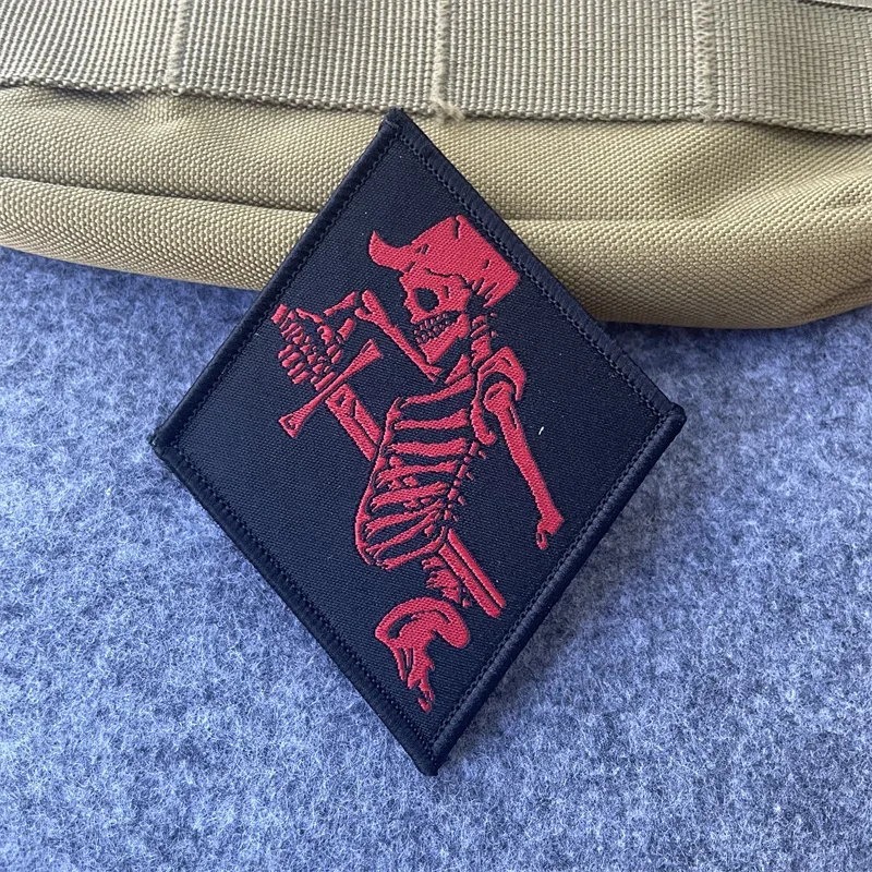 Parche esqueleto rojo Task Force Doomer moral, insignia, gancho y Lvoop, parches tácticos para mochila - imagen 2