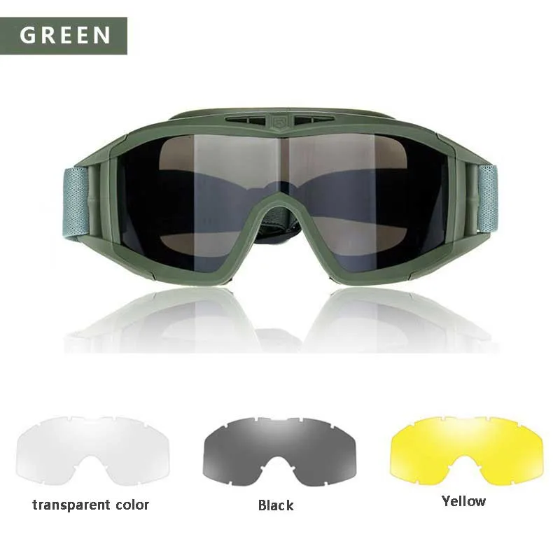Gafas de deporte al aire libre para hombre, lentes tácticos antiimpacto, ejército, militar, Airsoft, Paintball, caza, Kit de 3 lentes - imagen 2
