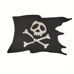 Parche termoadhesivo bordado bandera pirata calavera y huesos cruzados