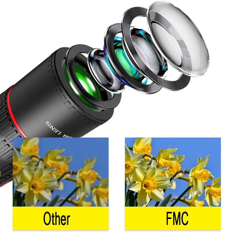 Telescopio Monocular con Zoom 22X, teleobjetivo para teléfono móvil, telescopio con trípode, Clip para teléfono, telescopios para turismo y acampada al aire libre - imagen 4