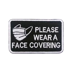 Parches de cobertura facial PLEASE WEARA, brazalete, parche bordado, gancho y bucle, insignia bordada con hierro, raya militar