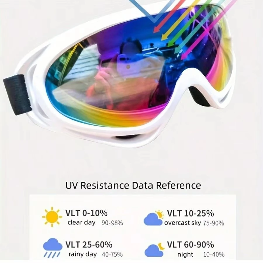 1pc gafas de esquí polarizadas de marco grande para hombres y mujeres, gafas de Snowboard antiniebla con protección UV a prueba de viento y nieve para exteriores - imagen 4