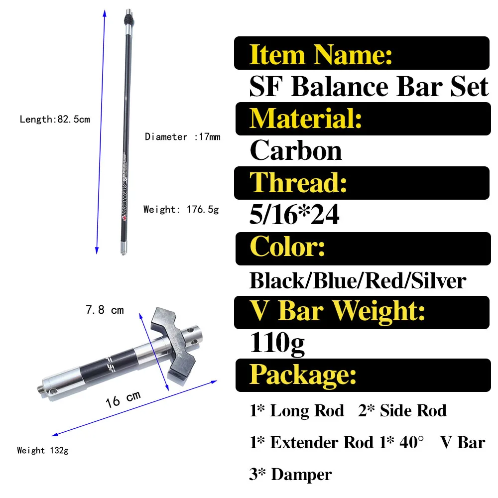 Bow Archery Carbon Stabilizer System 30" 12" 5" Balance Bar Bow Outdoor Hunting Shooting Targeting Competition Damping Stabilize - imagen 2