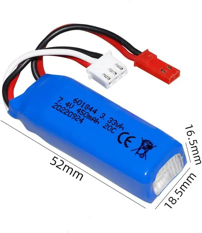 7,4 V 450 mAh 20C Lipo batería JST enchufe para wltoys K969 K979 K989 K999 P929 P939 284131   1:28 accesorios para automóviles RC de alta velocidad - imagen 2