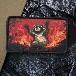Inferno Raccoon parche táctico de velcro pánico llameante