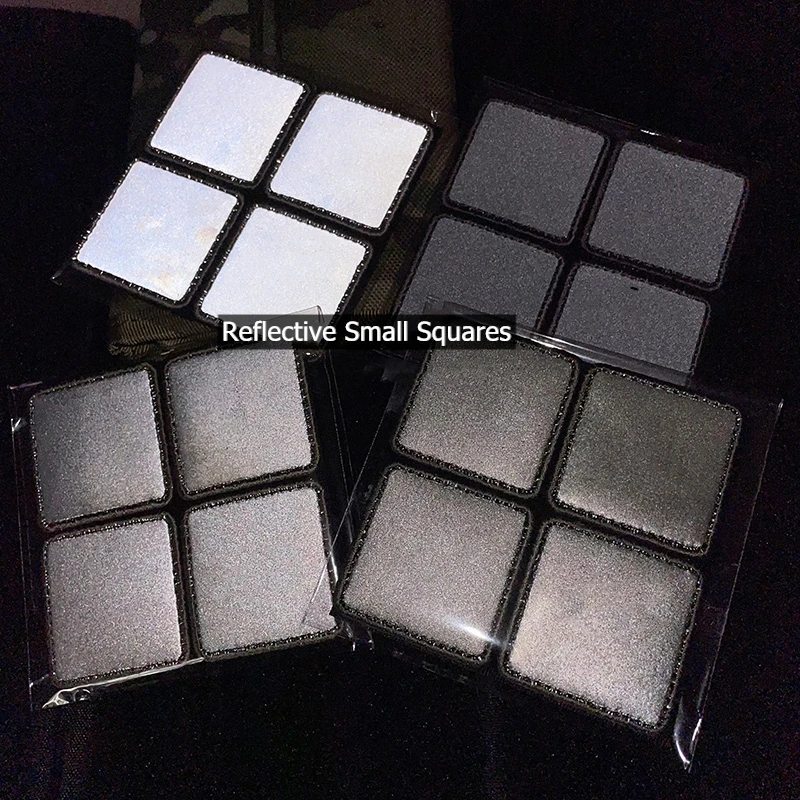 Parche reflectante de cuadrados pequeños, apliques tácticos para sombreros, ropa, mochila, decoración, 4 Uds. - imagen 4