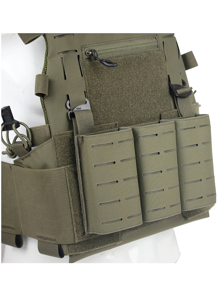 Chaleco táctico, portador de placa ligero, chaleco impermeable, estilo Molle cortado con láser, con bolsa frontal mag - imagen 2
