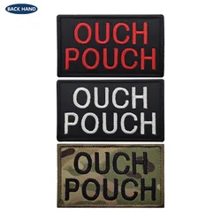 Parche bordado OUCH POUCH mágico de tela con letras en inglés