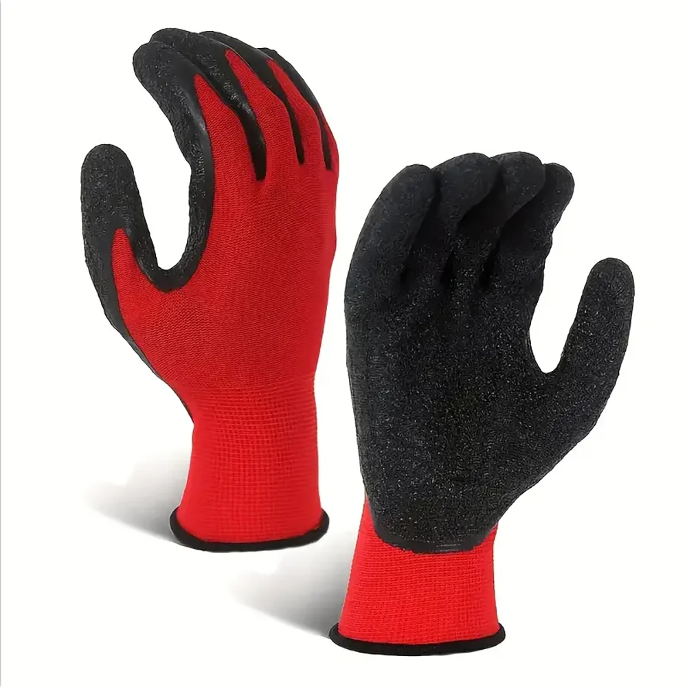 40 piezas/20 pares de guantes protectores de trabajo de seguridad tejidos de poliéster sumergido en goma látex palma jardinería deshierbe guantes de construcción