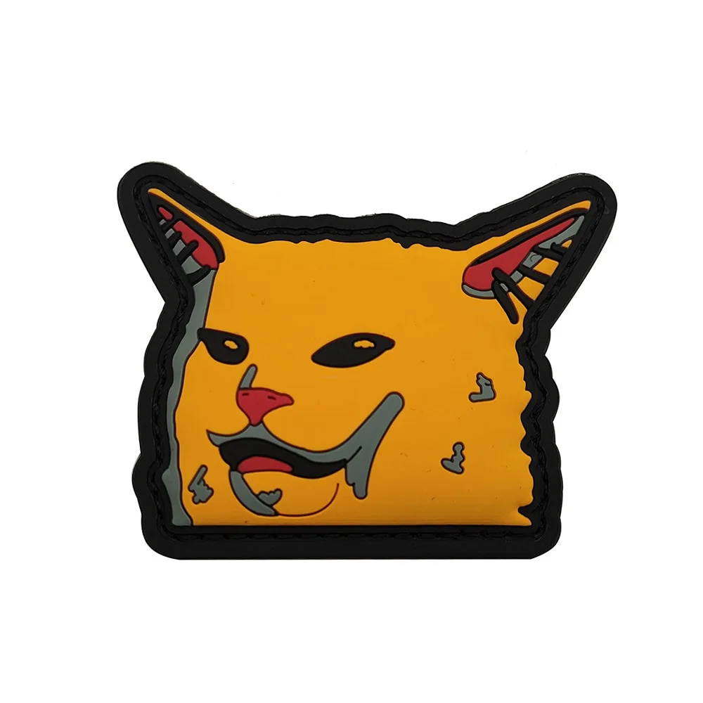 Nuevos accesorios para bolsas al aire libre: insignia de gato satirico Graffiti gato 3D PVC mágico DIY bolsa pegatinas mochila parche de gancho y bucle - imagen 5
