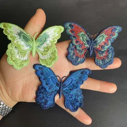 Apliques de tela de mariposa de colores, 5 piezas, 10 Uds./8x5,8 CM, parches bordados para coser ropa, pegatinas, suministros de costura DIY para ropa