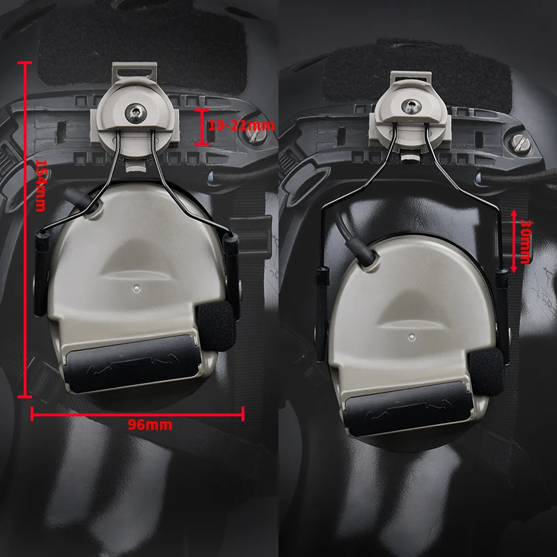 WADSN auriculares con cancelación de ruido para Airsoft de caza, auriculares con riel de accesorios, Ajuste rápido, 20mm, Comtact II - imagen 3