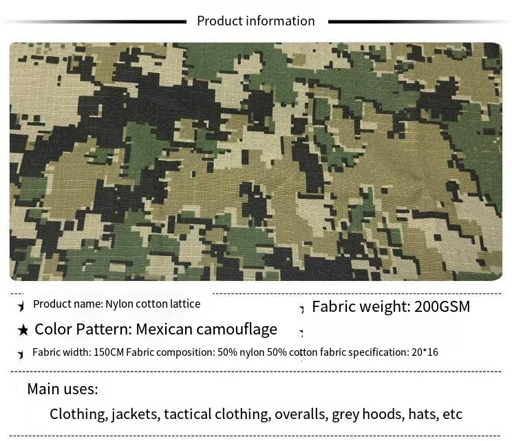 5050 Plaid 500D Nylon 1X1.5M DIY chaleco de camuflaje ropa tela de malla - imagen 5