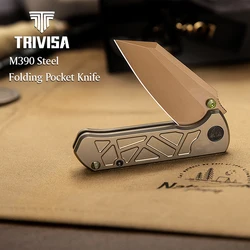 Cuchillo plegable TRIVISA Skarn M390, mango de titanio EDC