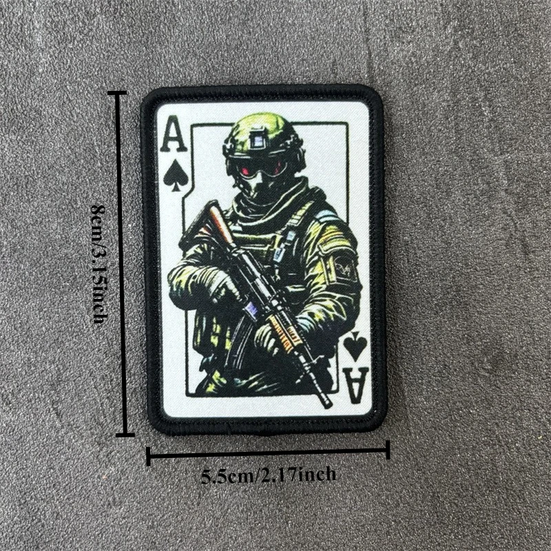 Parche táctico con estampado de Ace of Spades, insignias de moral de soldado militar, parches con gancho, pegatinas para mochila y ropa - imagen 4