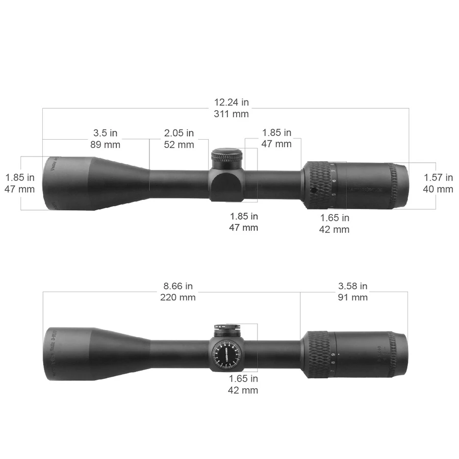 Vector Optics 3-9X40Sfp Mil Rifle Scope Matiz Tubo de 25,4 mm para caza 1/10 MIL - imagen 4