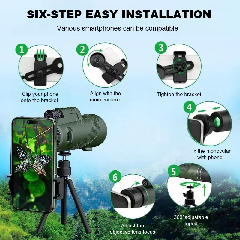 Telescopio portátil con Zoom HD de 5000M, plegable de larga distancia, Mini telescopio potente para caza, deportes, Camping al aire libre, Viajes - imagen 5