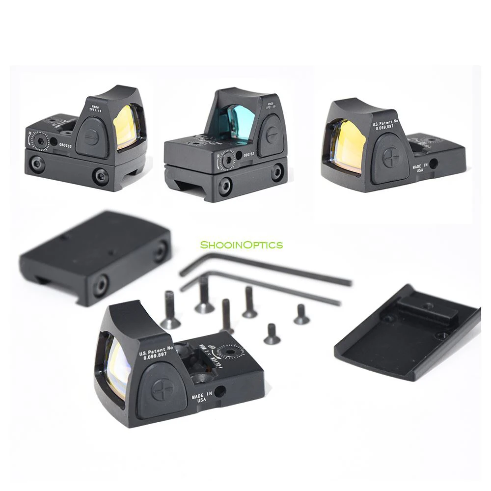 Mira colimadora táctica Mini 1x punto rojo con pistola Picatinny Weaver Glock MOS óptica Base de montaje - imagen 5