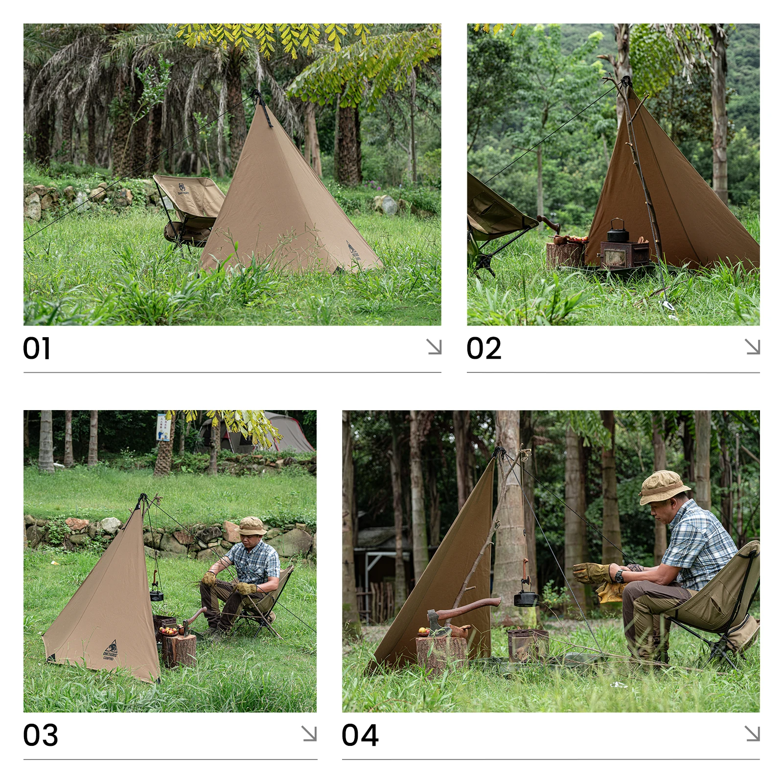 OneTigris-Lona de supervivencia para acampar, lona de viento de algodón de terileno, resistente, T/C para fogatas y espacios de cocina al aire libre - imagen 4