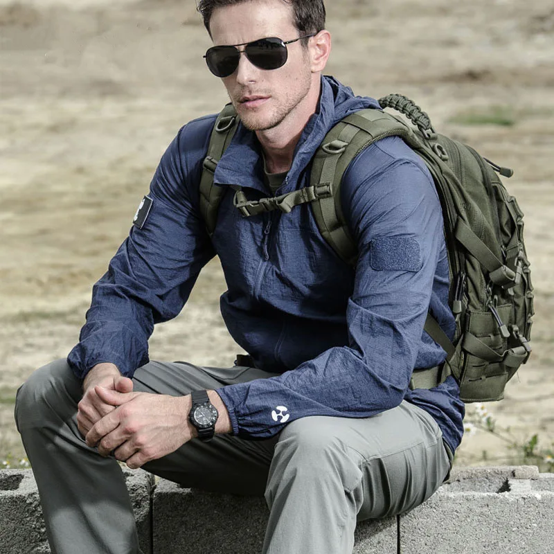 Chaqueta de secado rápido para hombre, abrigo táctico militar impermeable, piel fina, cremallera, prendas de vestir ultraligeras, primavera y verano - imagen 5