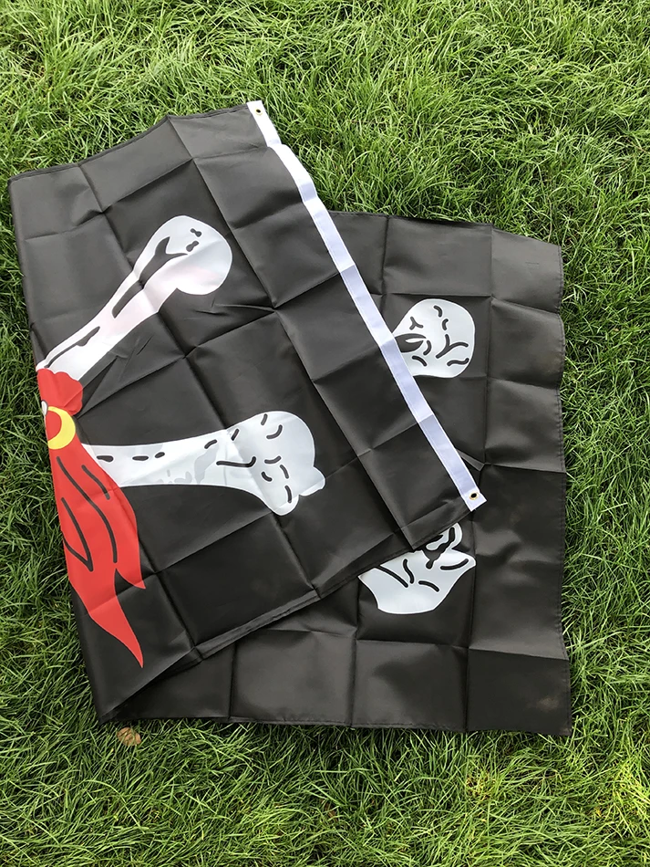 BANDERA DE SKY 90x150cm enorme calavera y huesos cruzados Jolly Roger banderas piratas Holloween KTV cartel colgante de poliéster para Decoración - imagen 4