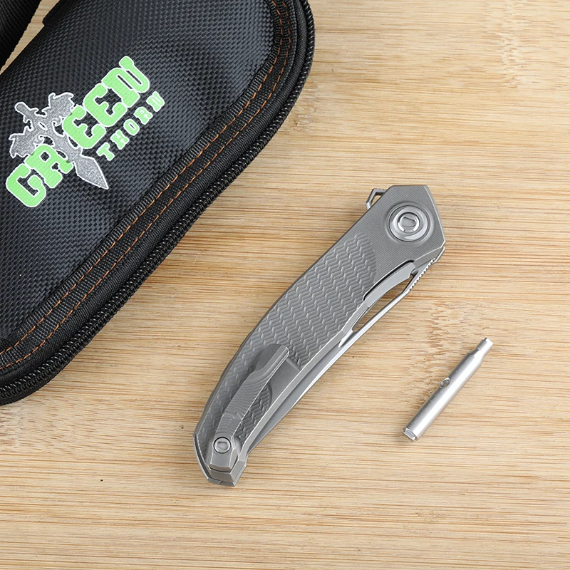 Cuchillo plegable EDC Espina verde con hoja VG10 y mango 3D titanio - imagen 5