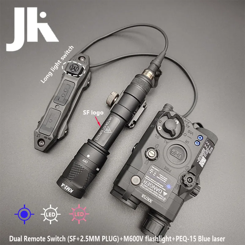 Táctico SF M300V M600V Airsoft objetivo arma láser PEQ15 punto rojo azul verde/luz de relleno IR/luz blanca juego de interruptor doble remoto - imagen 4