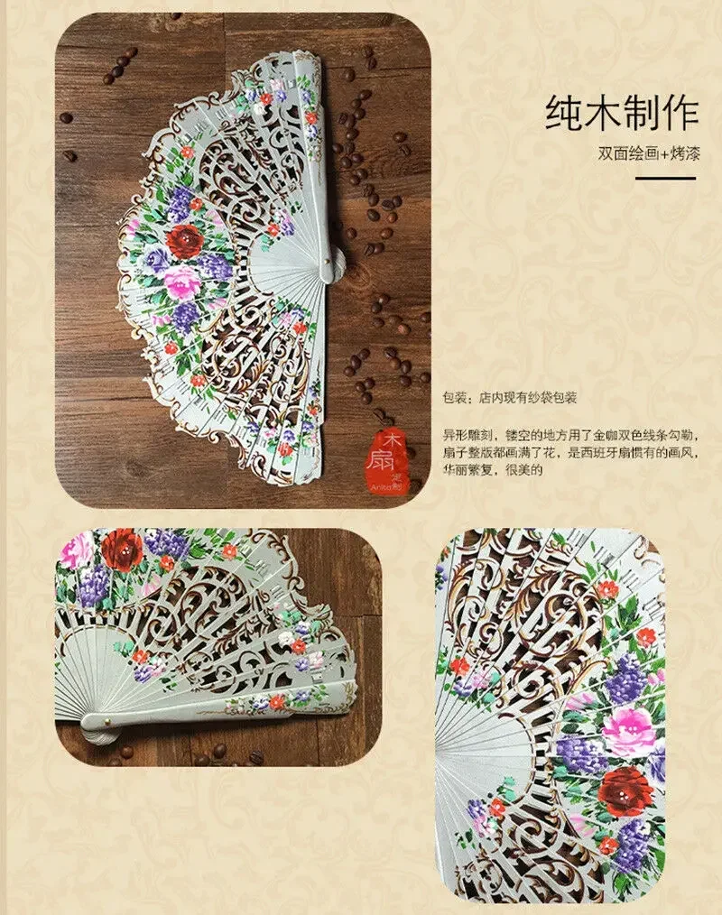 Abanicos de madera de Anita, abanicos de baile personalizados, abanicos pintados a mano de estilo español, regalo de boda - imagen 4