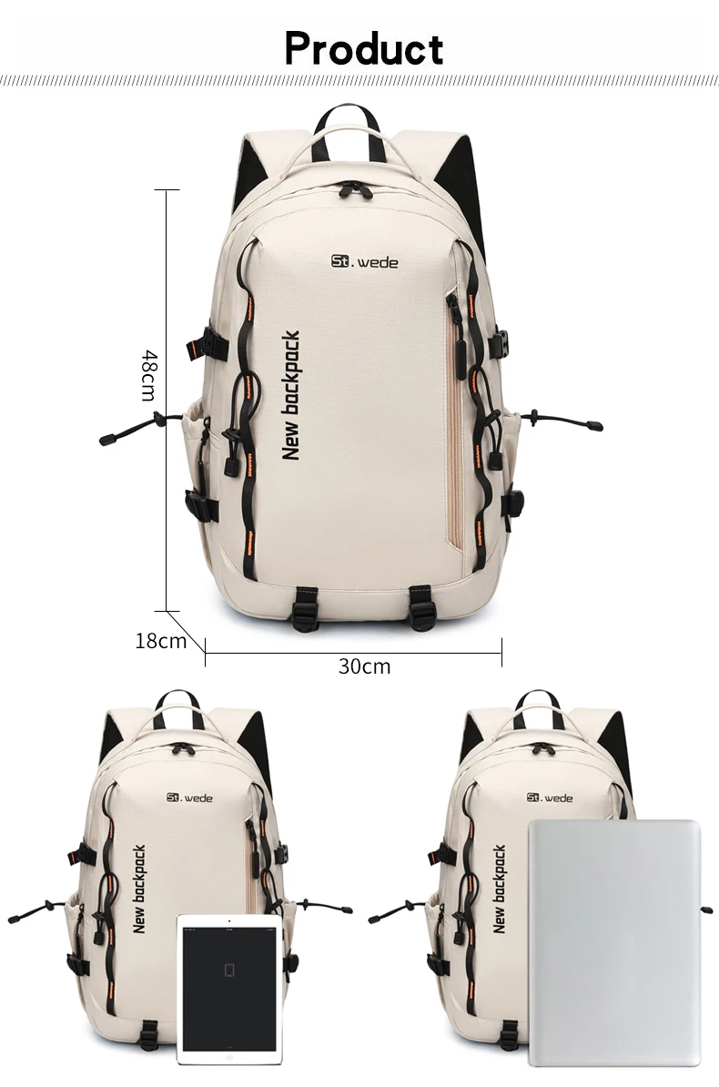 Vista frontal de la mochila grande scione para exteriores