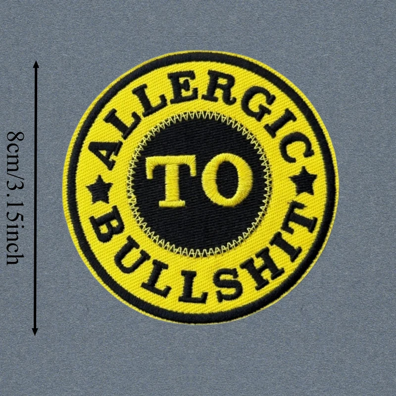 Parche bordado alérgico a Mierda, insignia de moral con gancho y bucle táctico, pegatinas decorativas para mochila, parches para brazalete para ropa - imagen 3